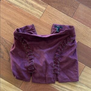 Forever 21 Maroon Lace-Up Mini Skirt